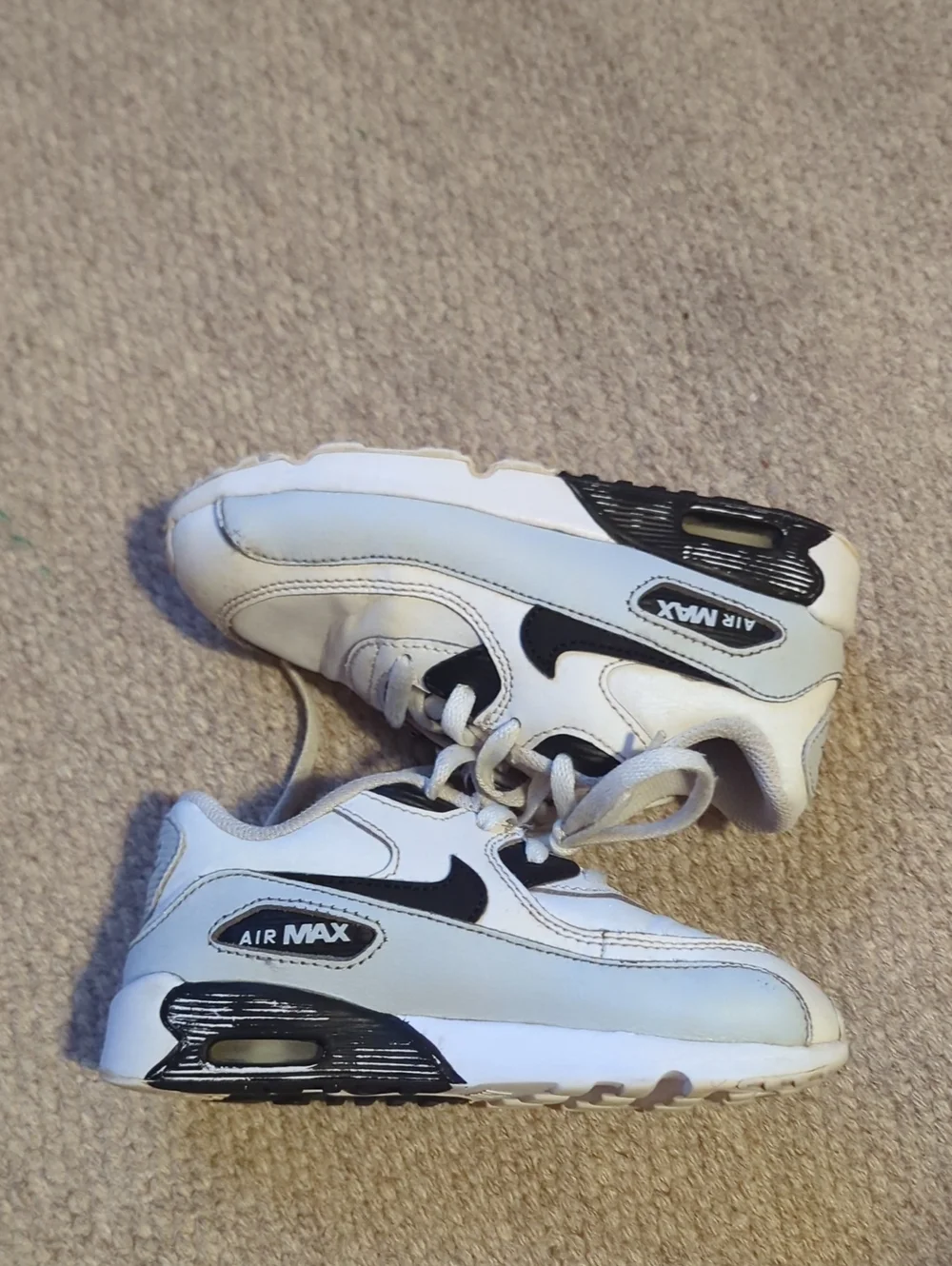 Youth Nike Air Max 90 Baby/Toddler Shoes Black/White Size 10C